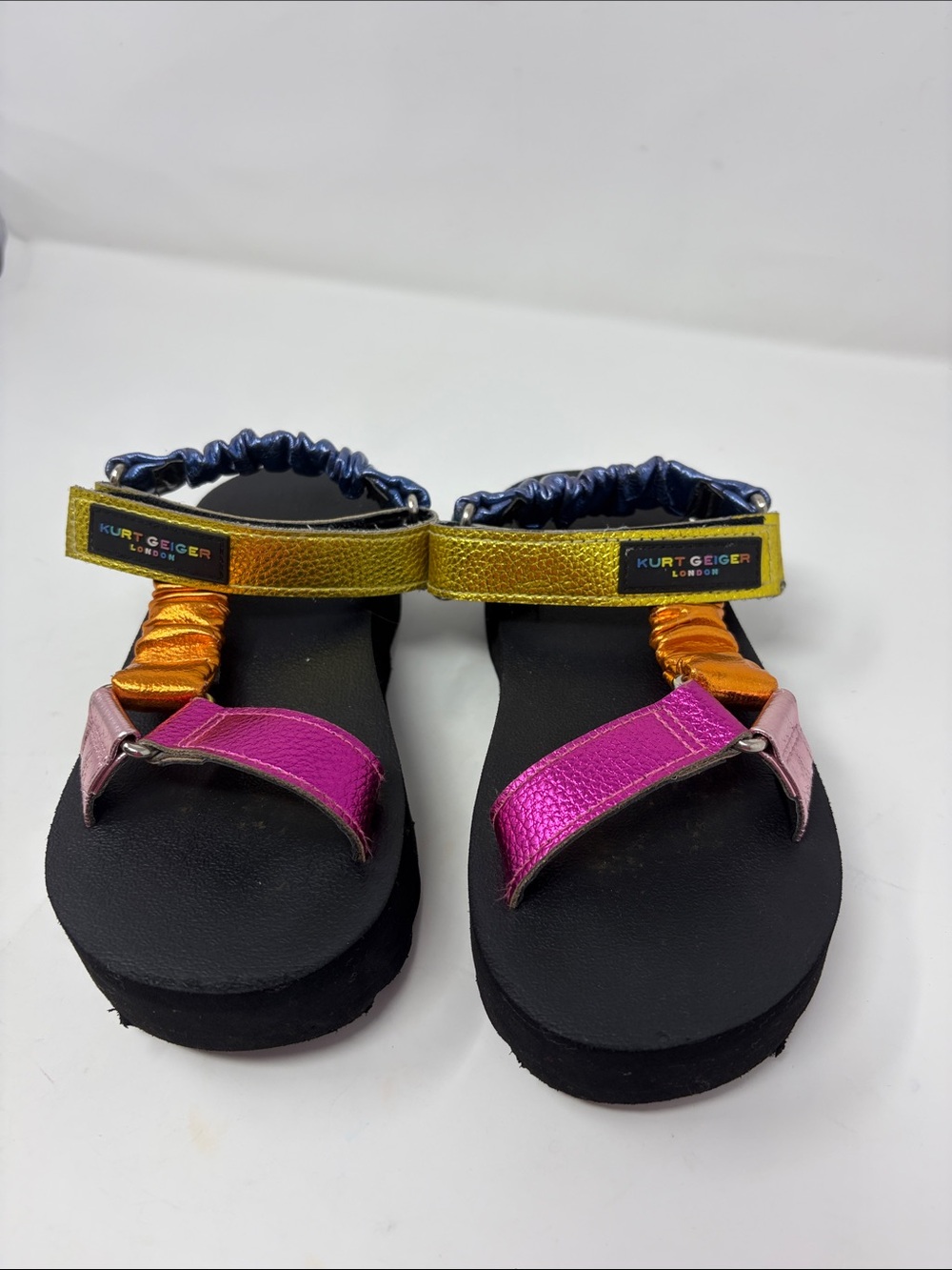 Kurt Geiger Kids Metallic Pink Orange Gold Strappy Sandals Size 1
